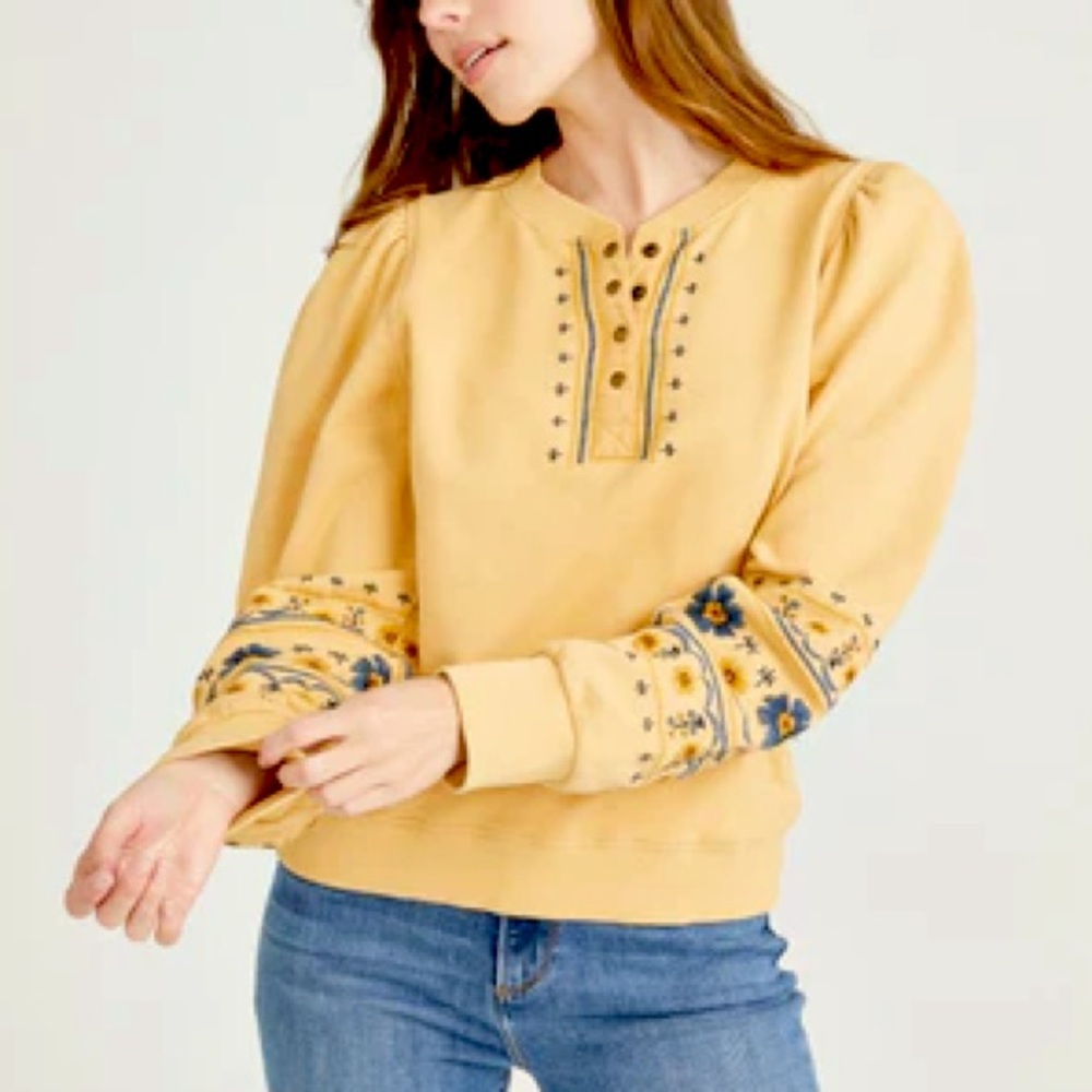 DRIFTWOOD Yellow Embroidered Sweatshirt